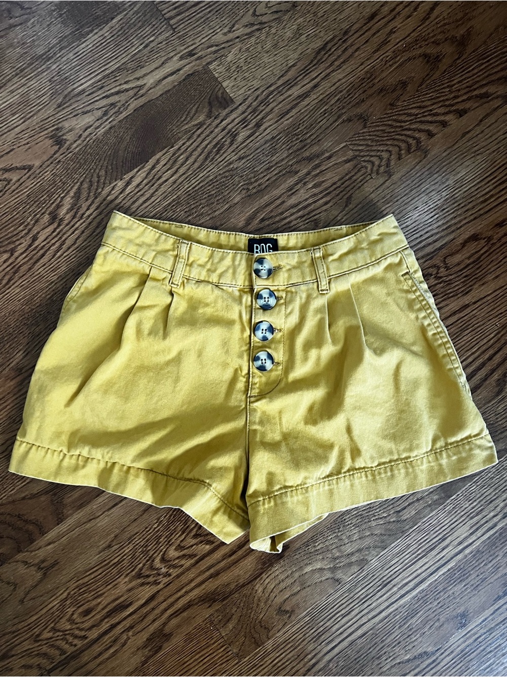 BDG Yellow High-Rise Button-Front Women's Shorts